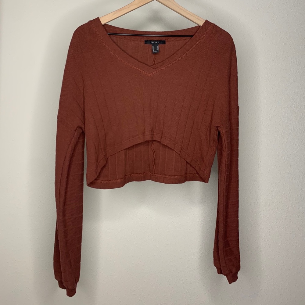 Forever 21 Shallow V Neck Sweater Crop Top